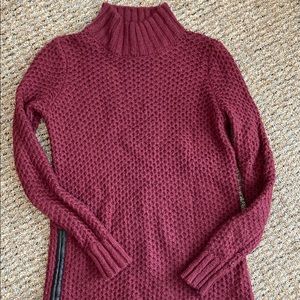 Banana Republic Waffle Knit Turtleneck with Leather Zipper detail on side